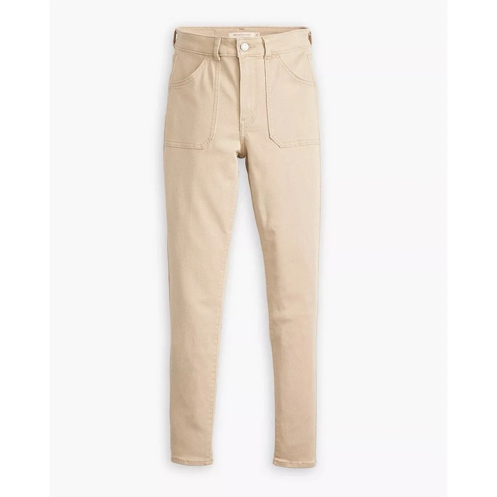 Levi's 721 High Rise Skinny Utility Women's 29x28 Khaki Beige Stretch‎ Denim NWT